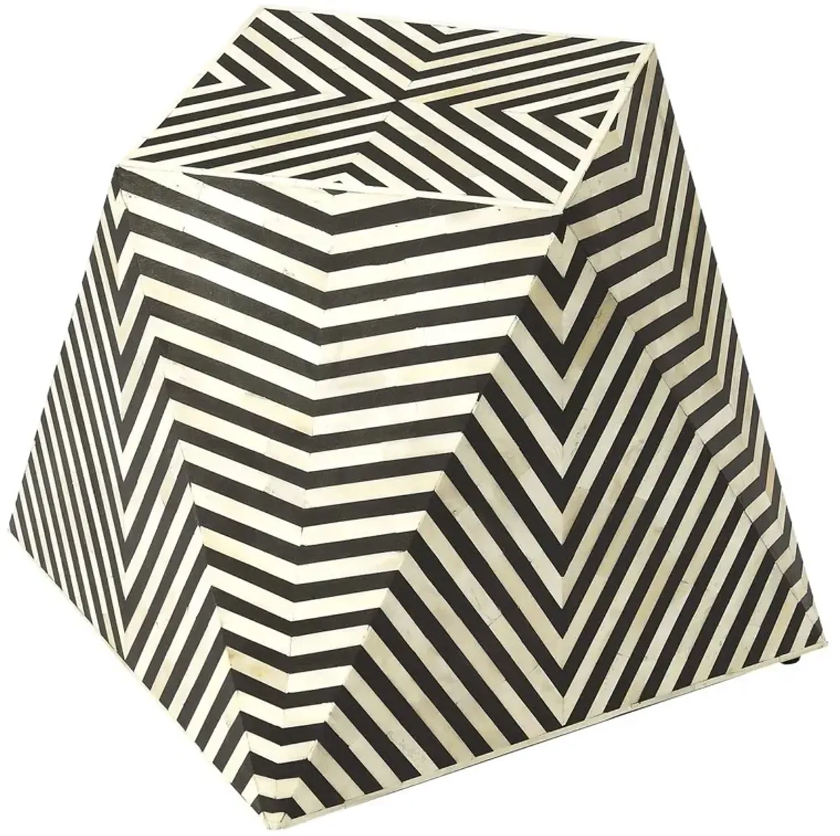 Amara Bone Inlay Side Table, Black/Ivory