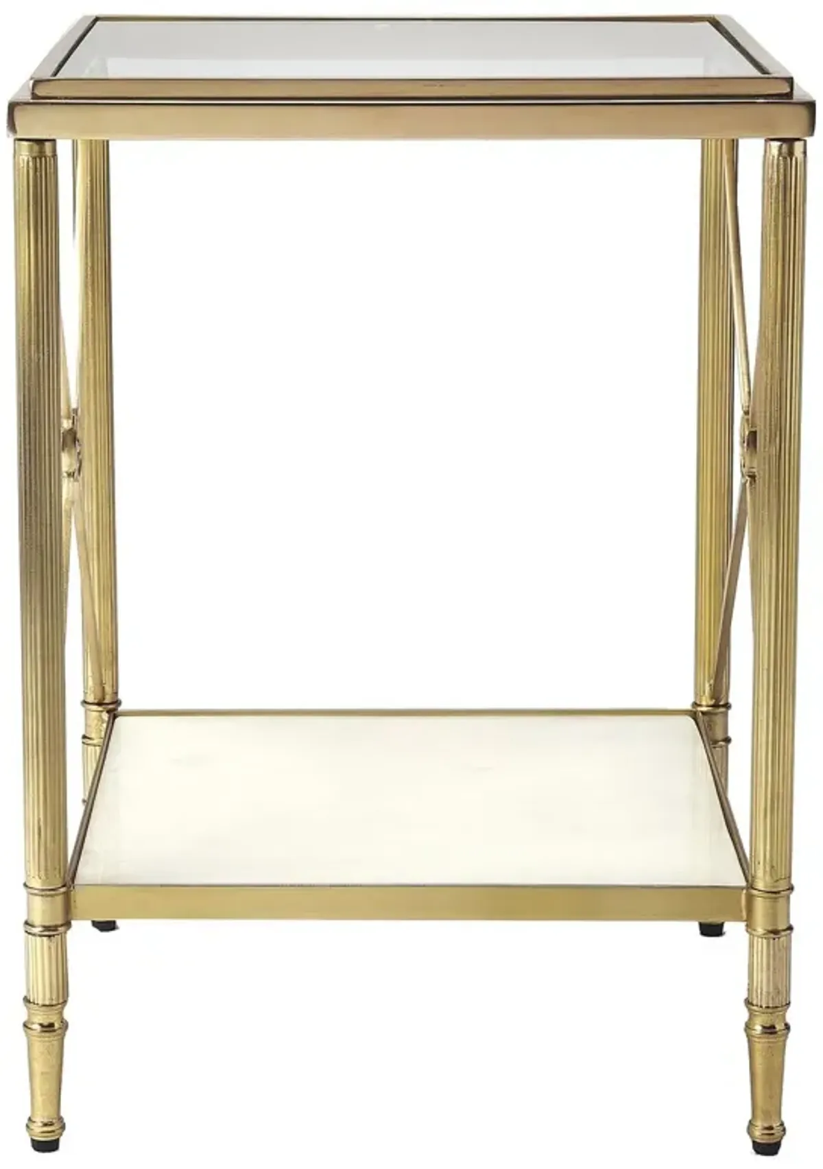 Bianca Glass/Marble End Table, Gold