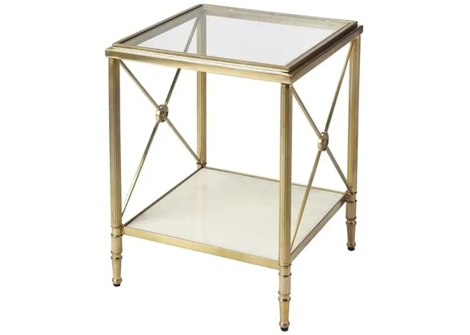 Bianca Glass/Marble End Table - Gold