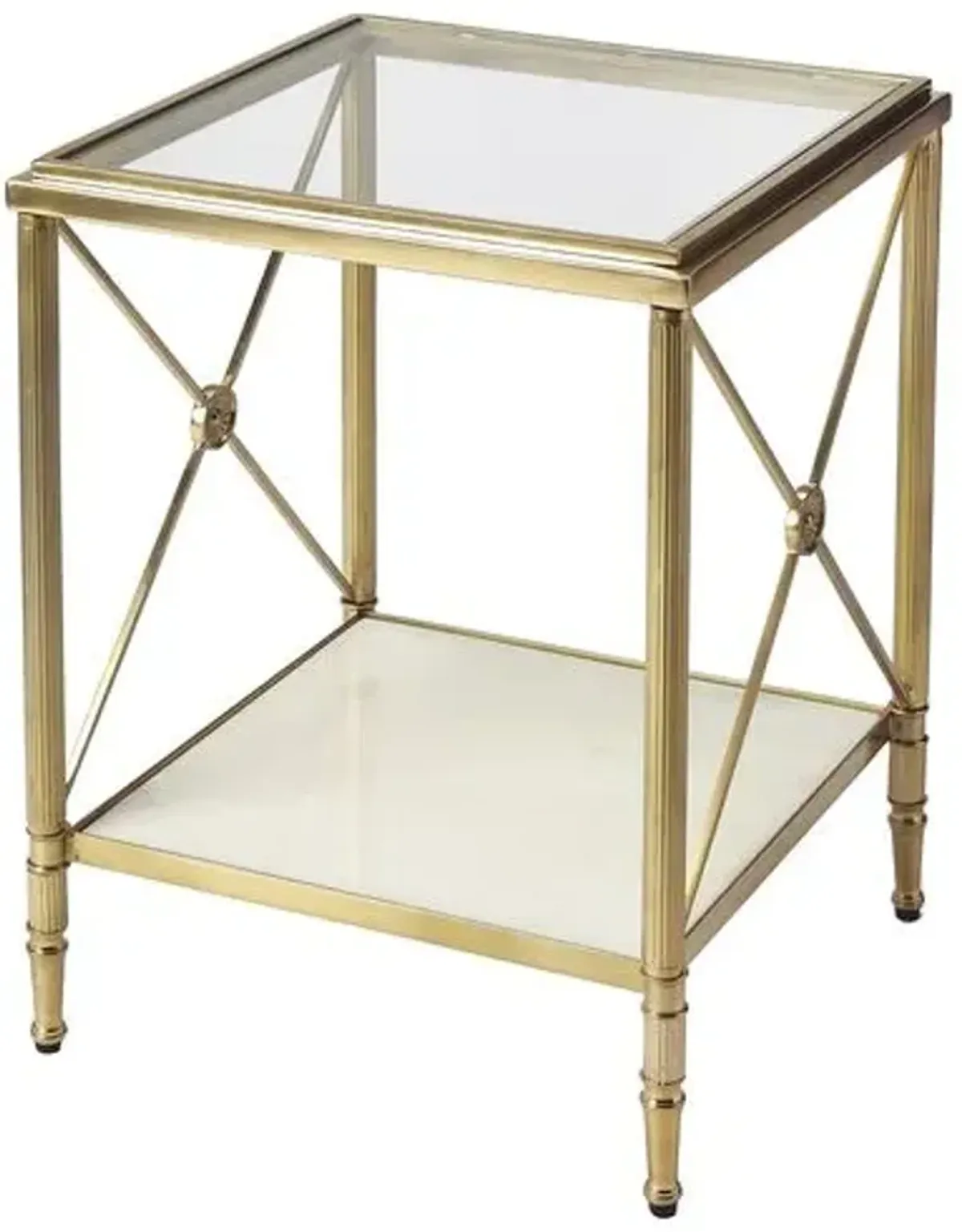 Bianca Glass/Marble End Table - Gold