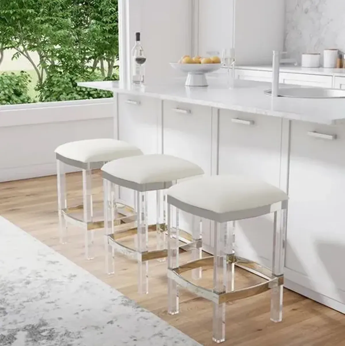 Hazel Acrylic & Leather Counter Stool