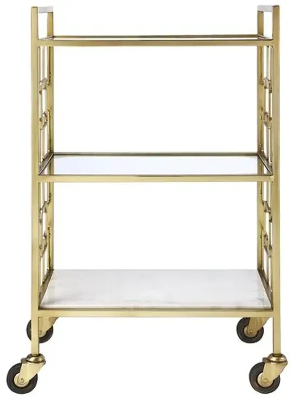 Owen White Stone Bar Cart - Polished Gold