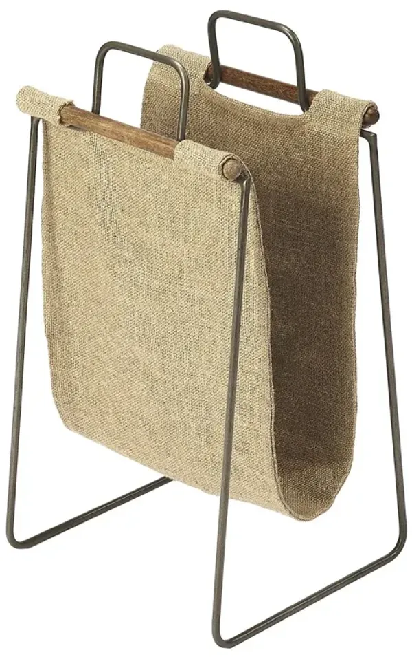 Iris Burlap & Metal Magazine Basket