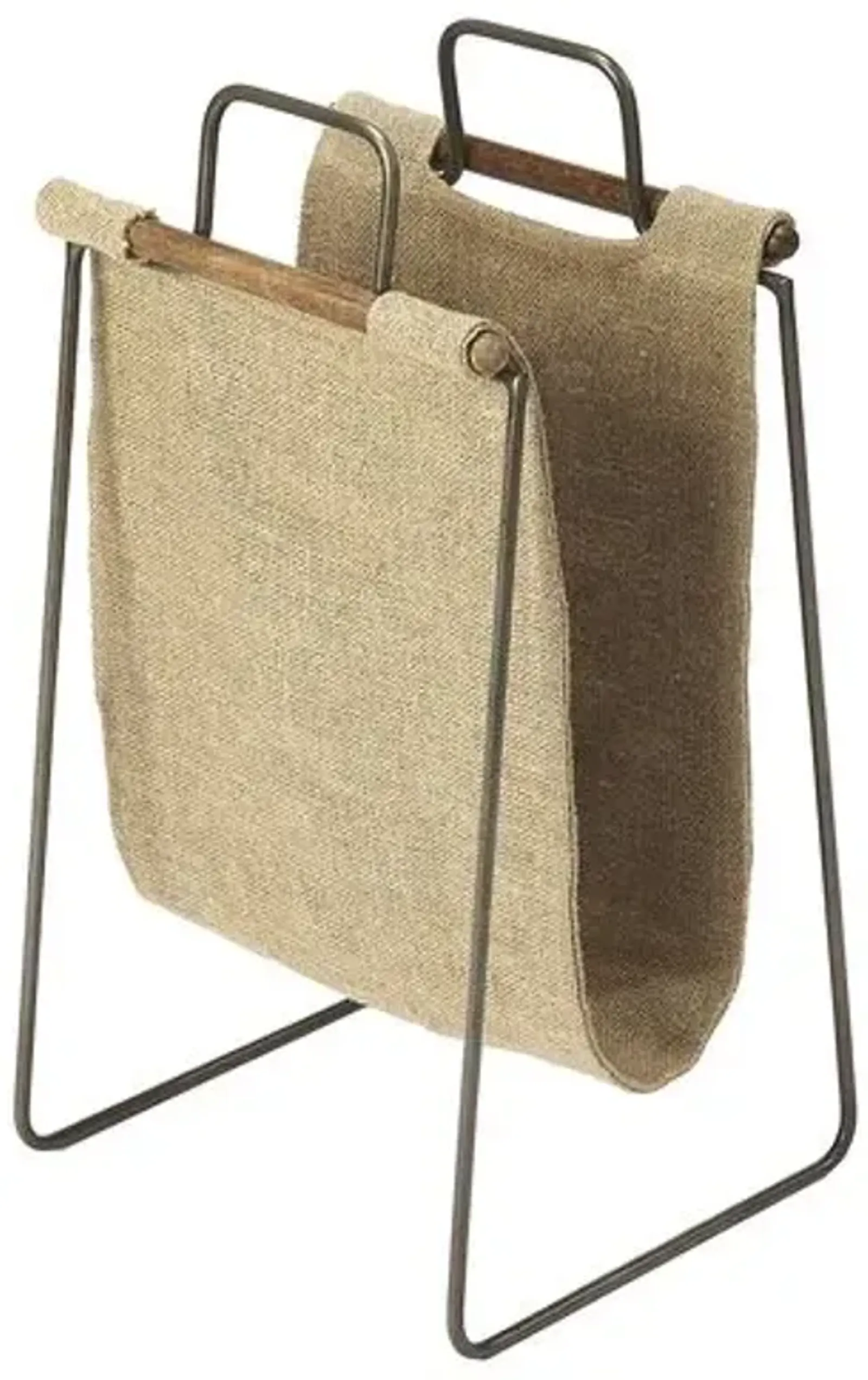 Iris Burlap & Metal Magazine Basket - Beige