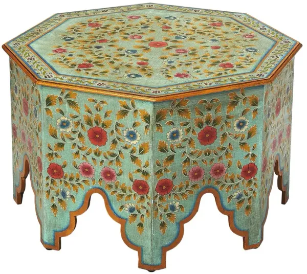 Cole Hand Painted Coffee Table, Green/Multicolor