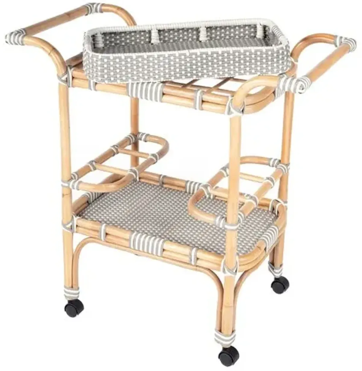 Cara Rattan Bar Cart - Gray