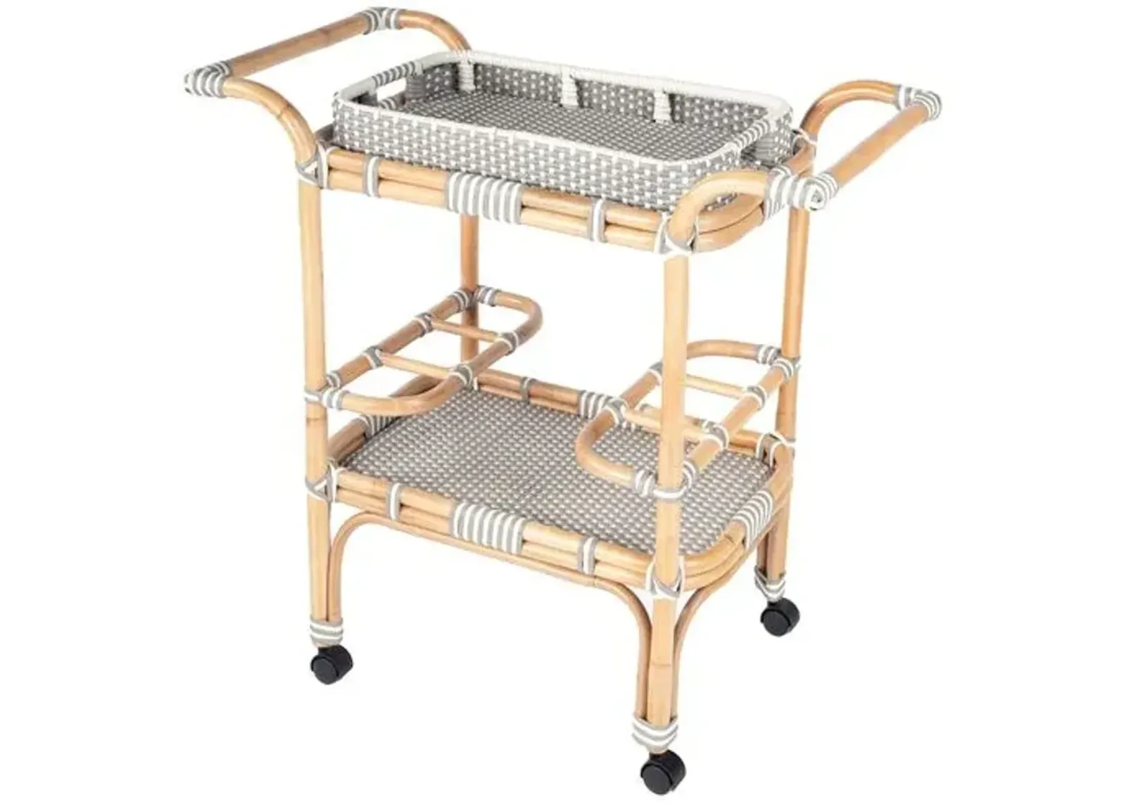 Cara Rattan Bar Cart - Gray