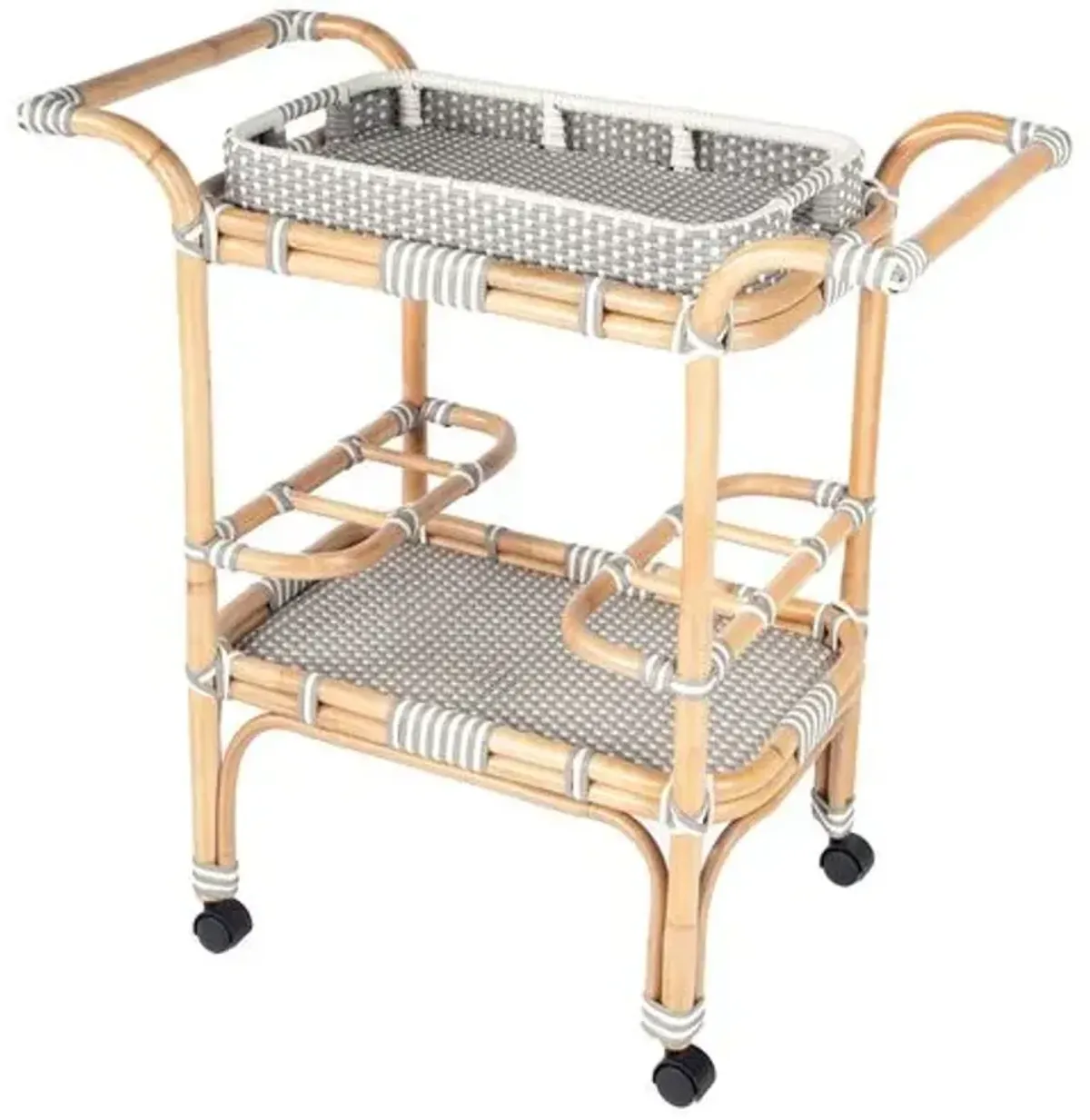 Cara Rattan Bar Cart - Gray