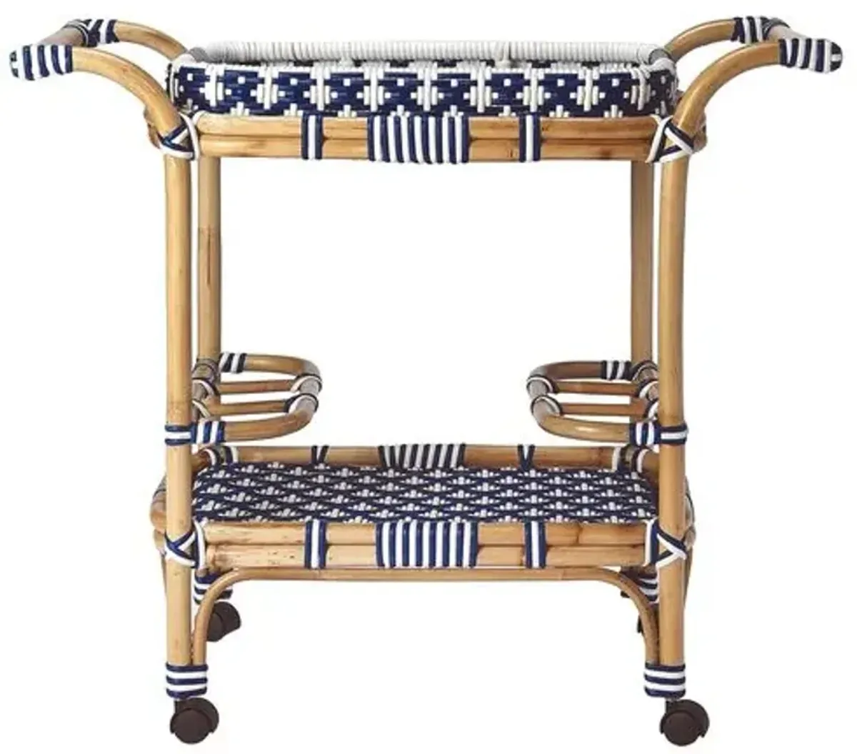 Cara Rattan Bar Cart - Blue