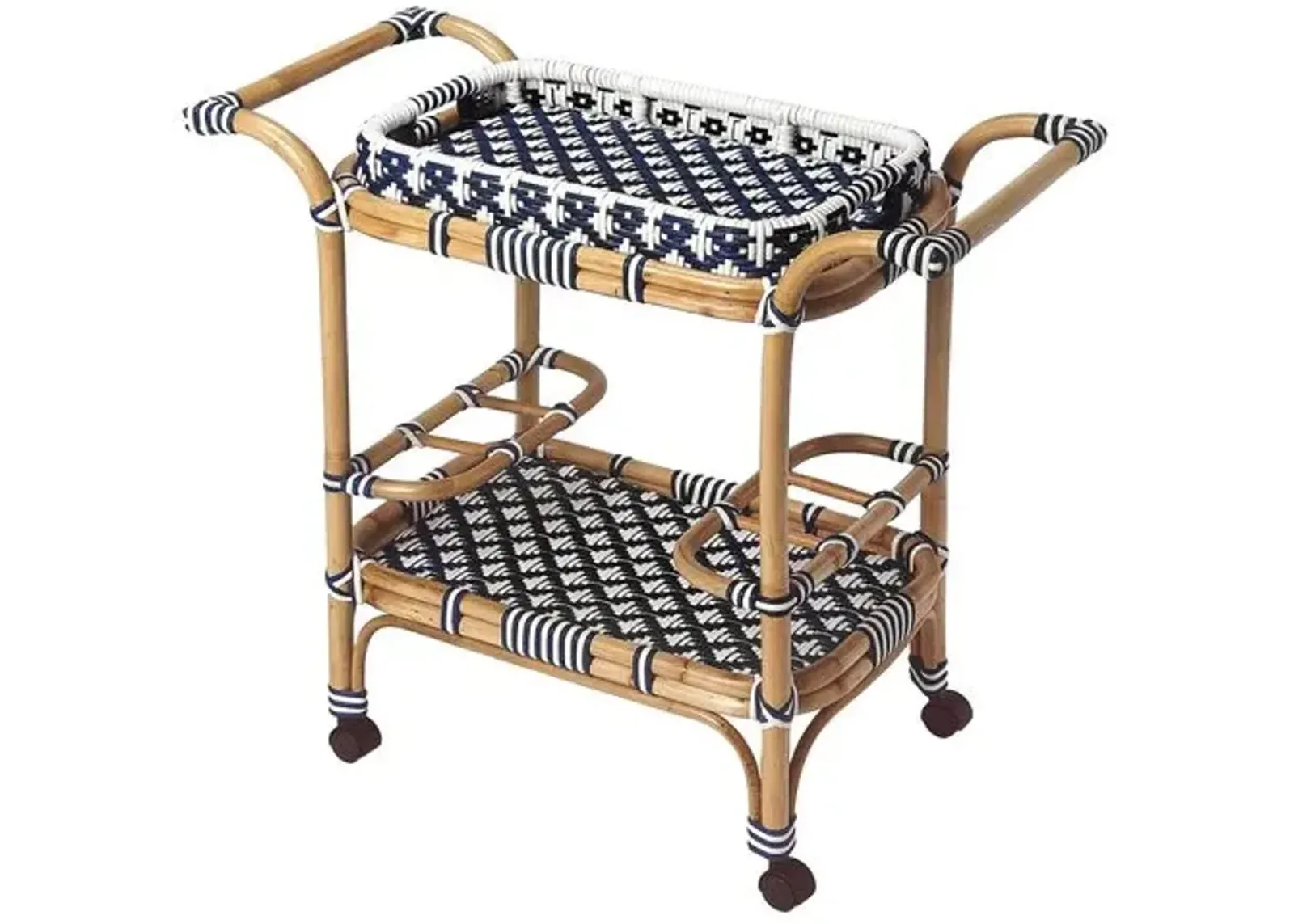 Cara Rattan Bar Cart - Blue