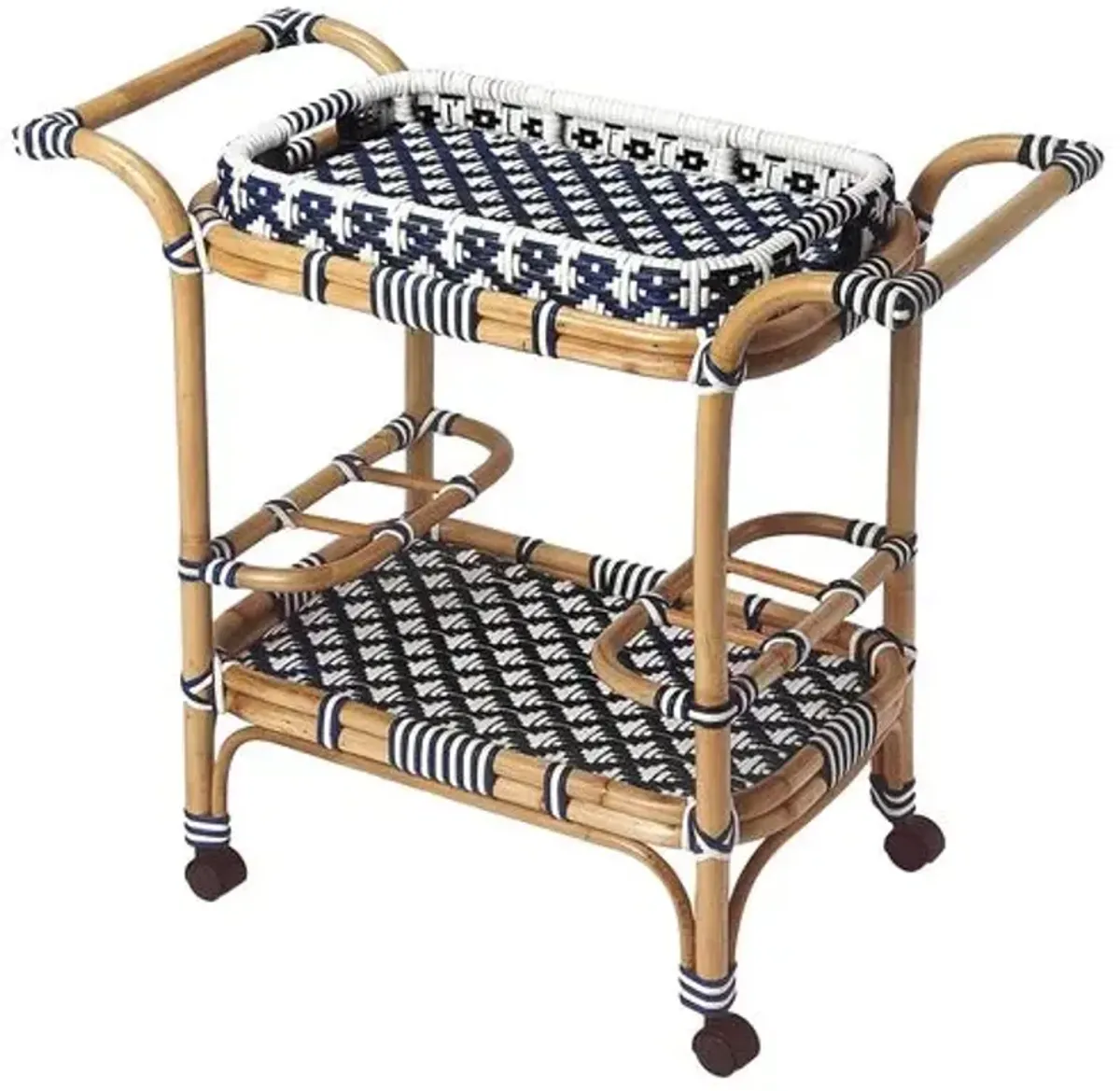 Cara Rattan Bar Cart - Blue