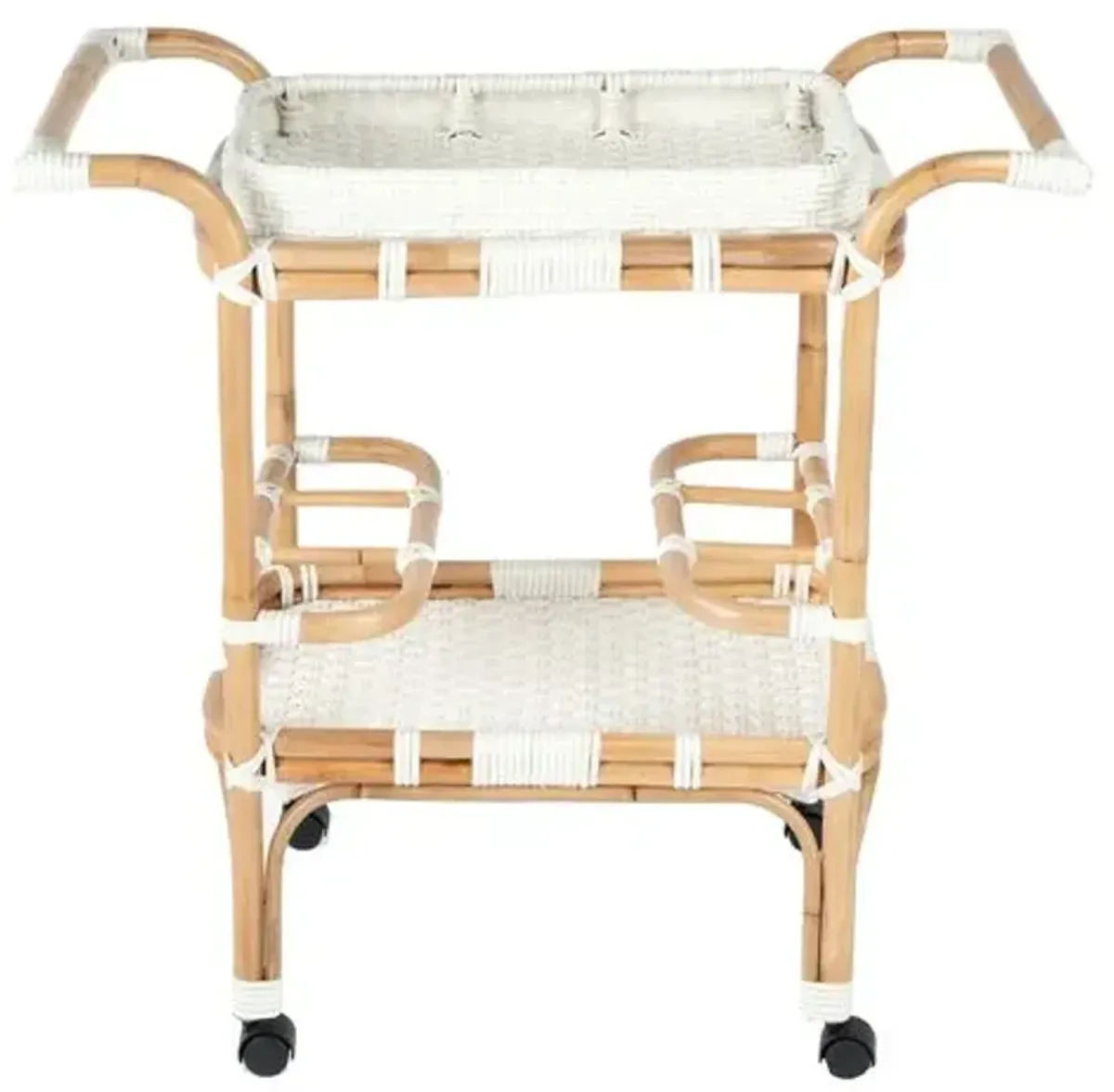 Cara Rattan Bar Cart - White