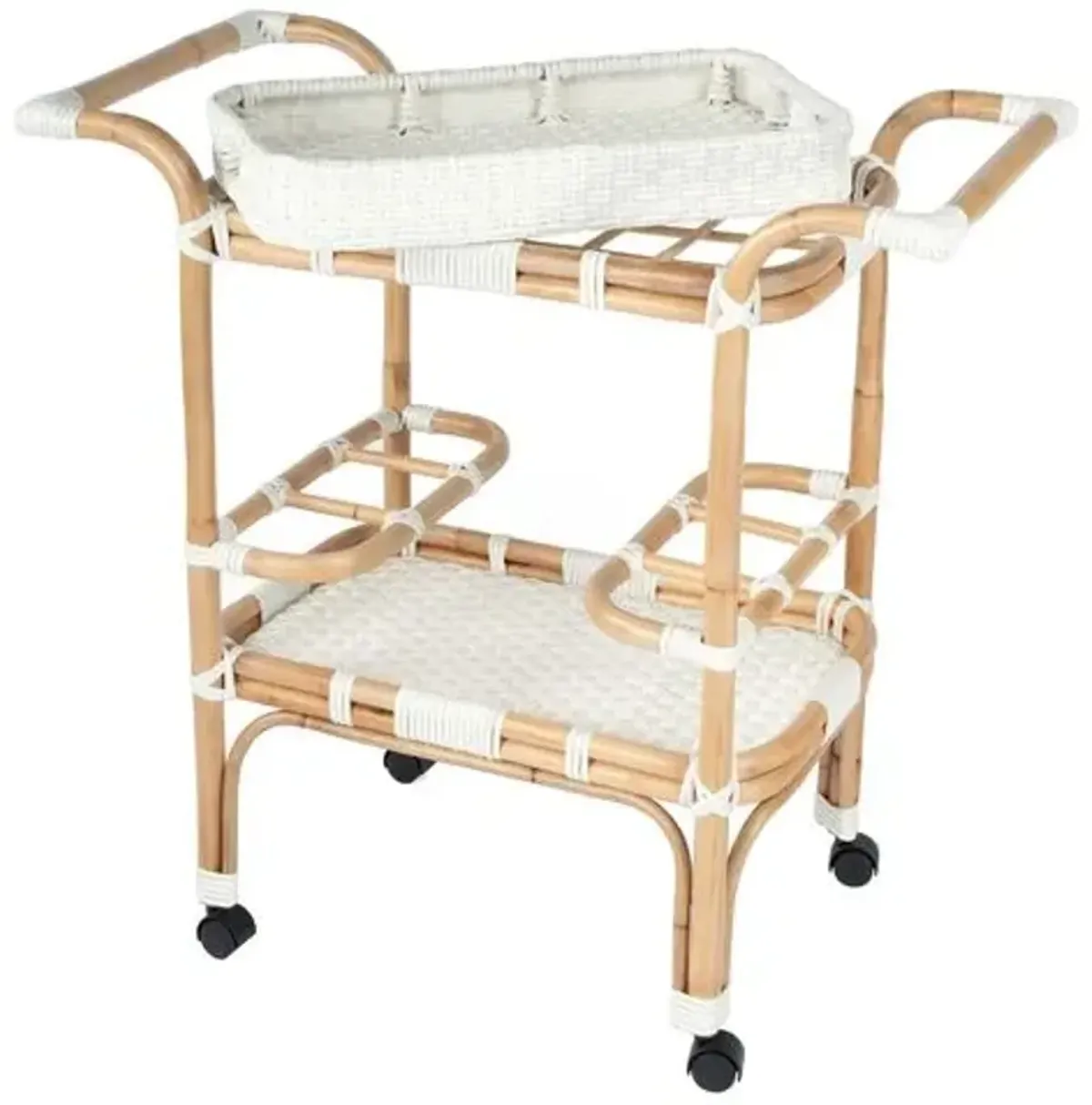 Cara Rattan Bar Cart - White