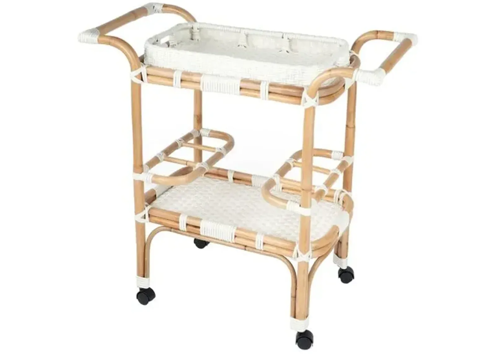 Cara Rattan Bar Cart - White