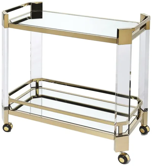 Mason Acrylic Serving Cart, Polished Gold