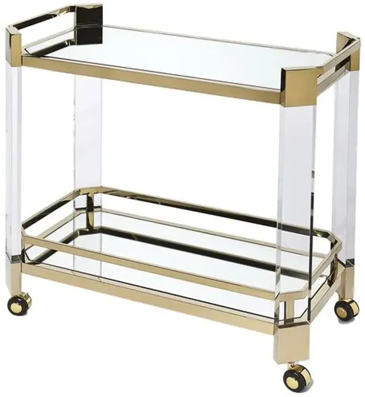 Mason Acrylic Serving Cart - Polished Gold