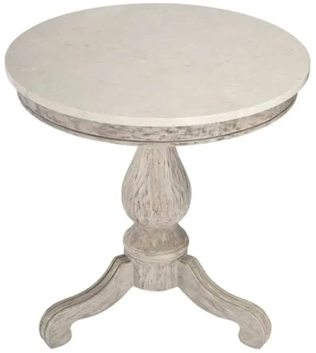 Liam Marble 24" Pedestal Side Table - Gray