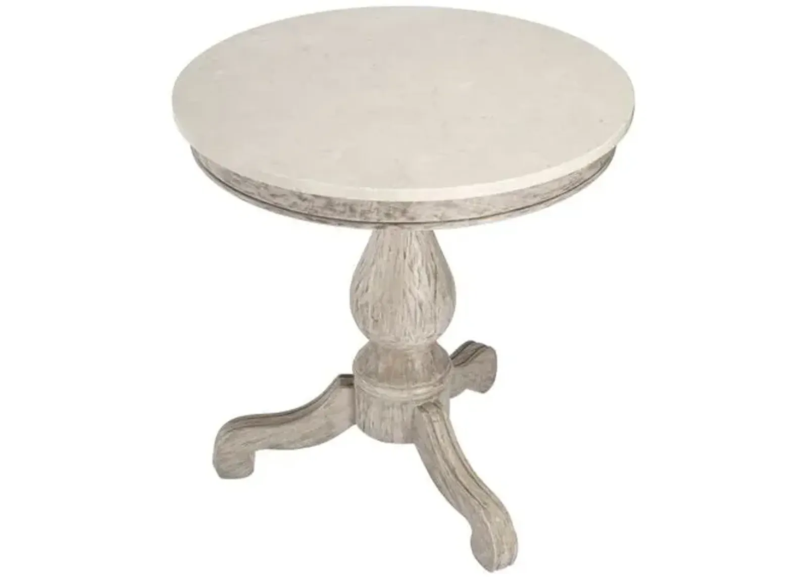 Liam Marble Top 24" Pedestal Side Table - Gray