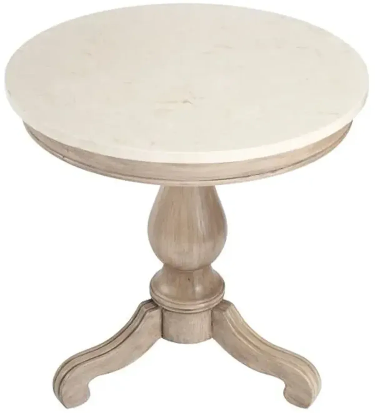 Liam Marble 24" Pedestal Side Table - Beige