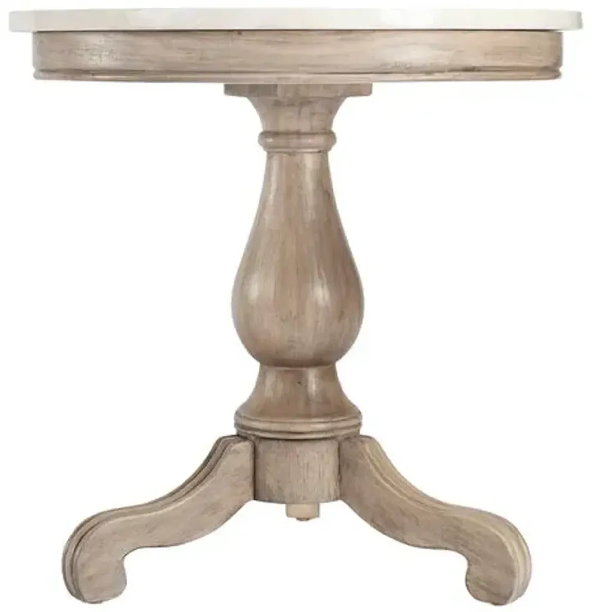 Liam Marble Top 24" Pedestal Side Table - Beige