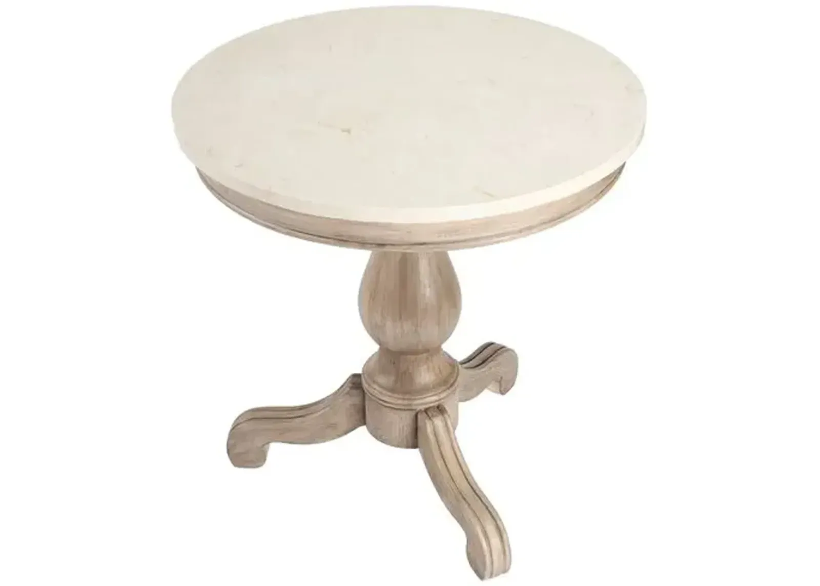 Liam Marble 24" Pedestal Side Table - Beige