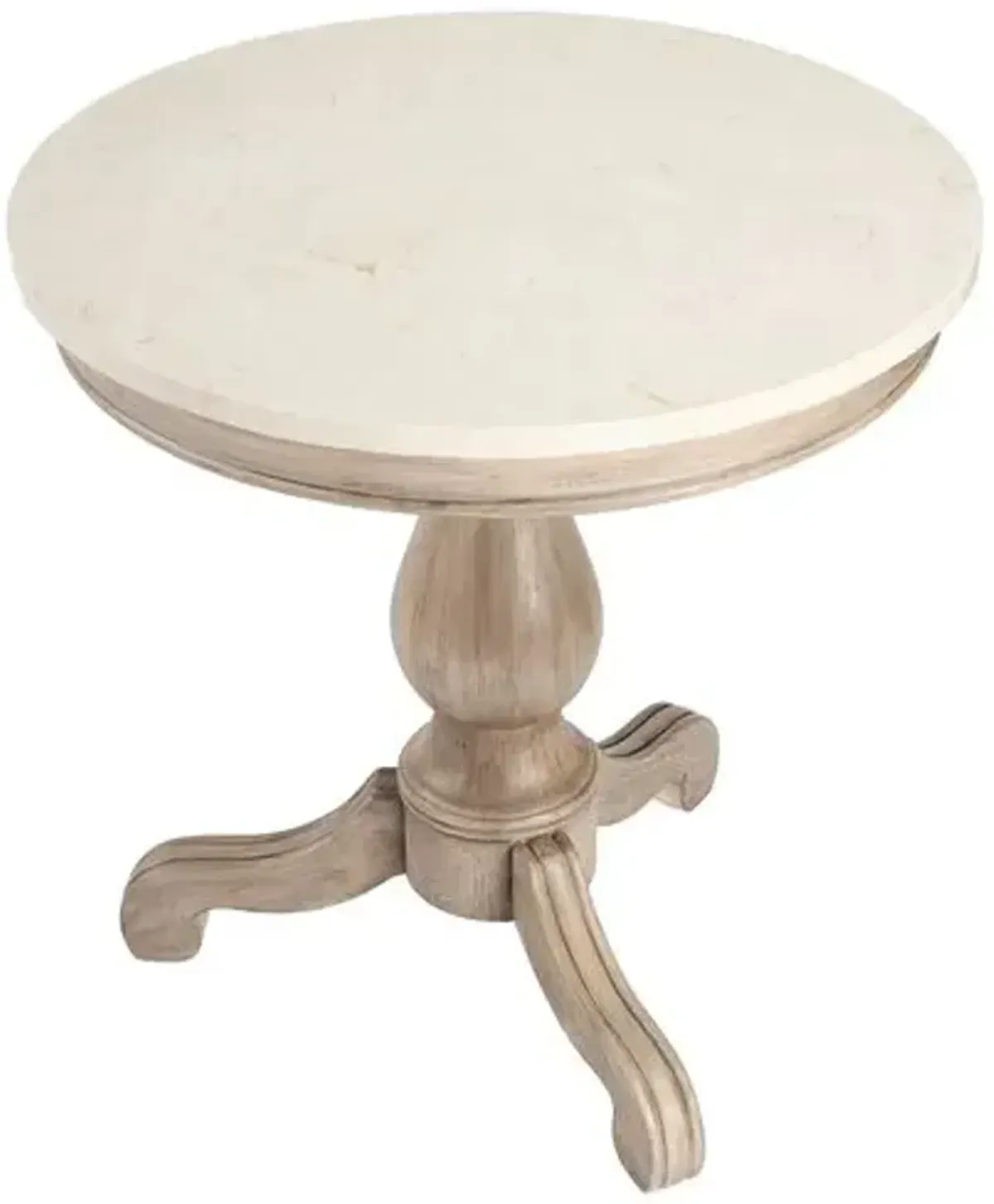 Liam Marble 24" Pedestal Side Table - Beige