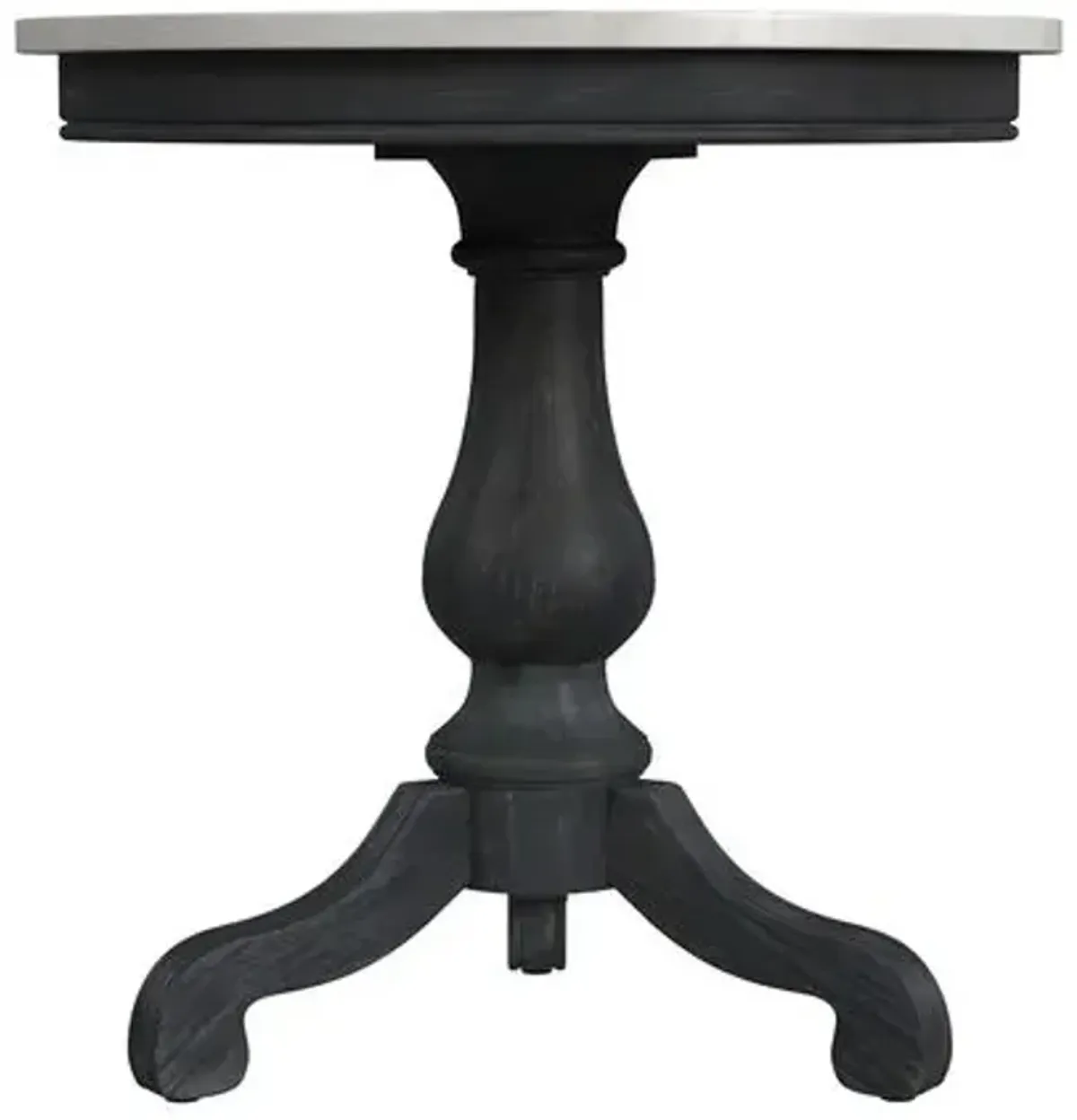 Liam Marble Top 24" Pedestal Side Table - Black