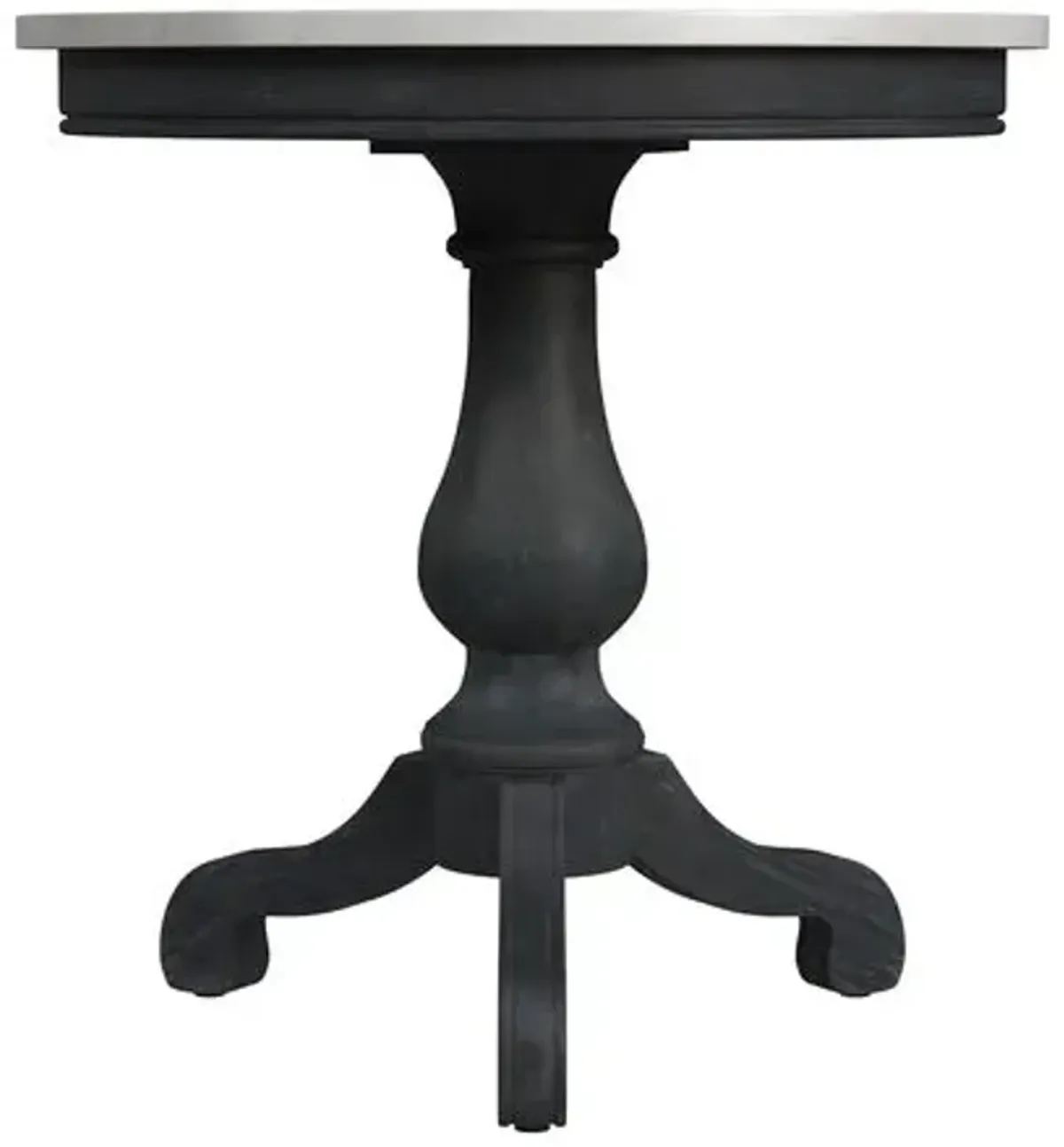 Liam Marble Top 24" Pedestal Side Table - Black