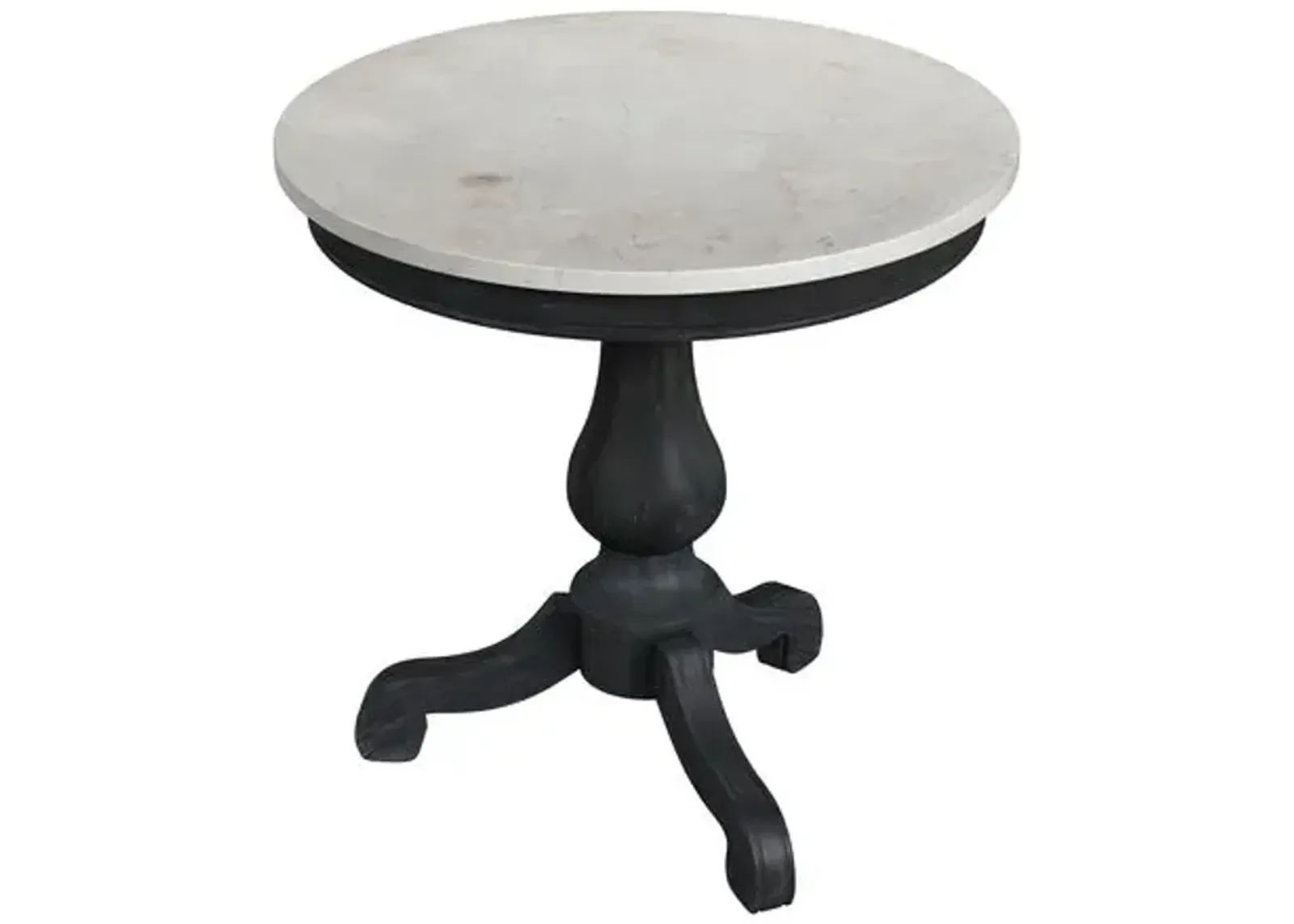 Liam Marble Top 24" Pedestal Side Table - Black