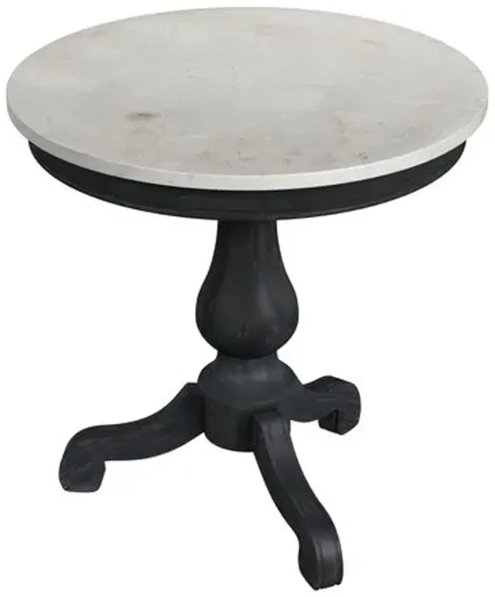 Liam Marble Top 24" Pedestal Side Table - Black