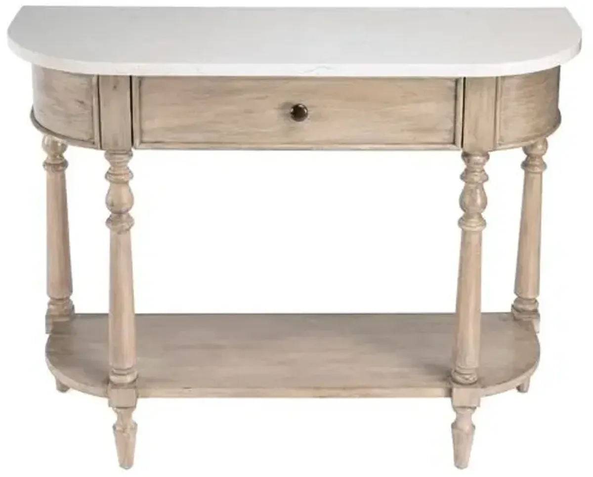 Liam 40" Marble Top 1-Drawer Console Table - Beige