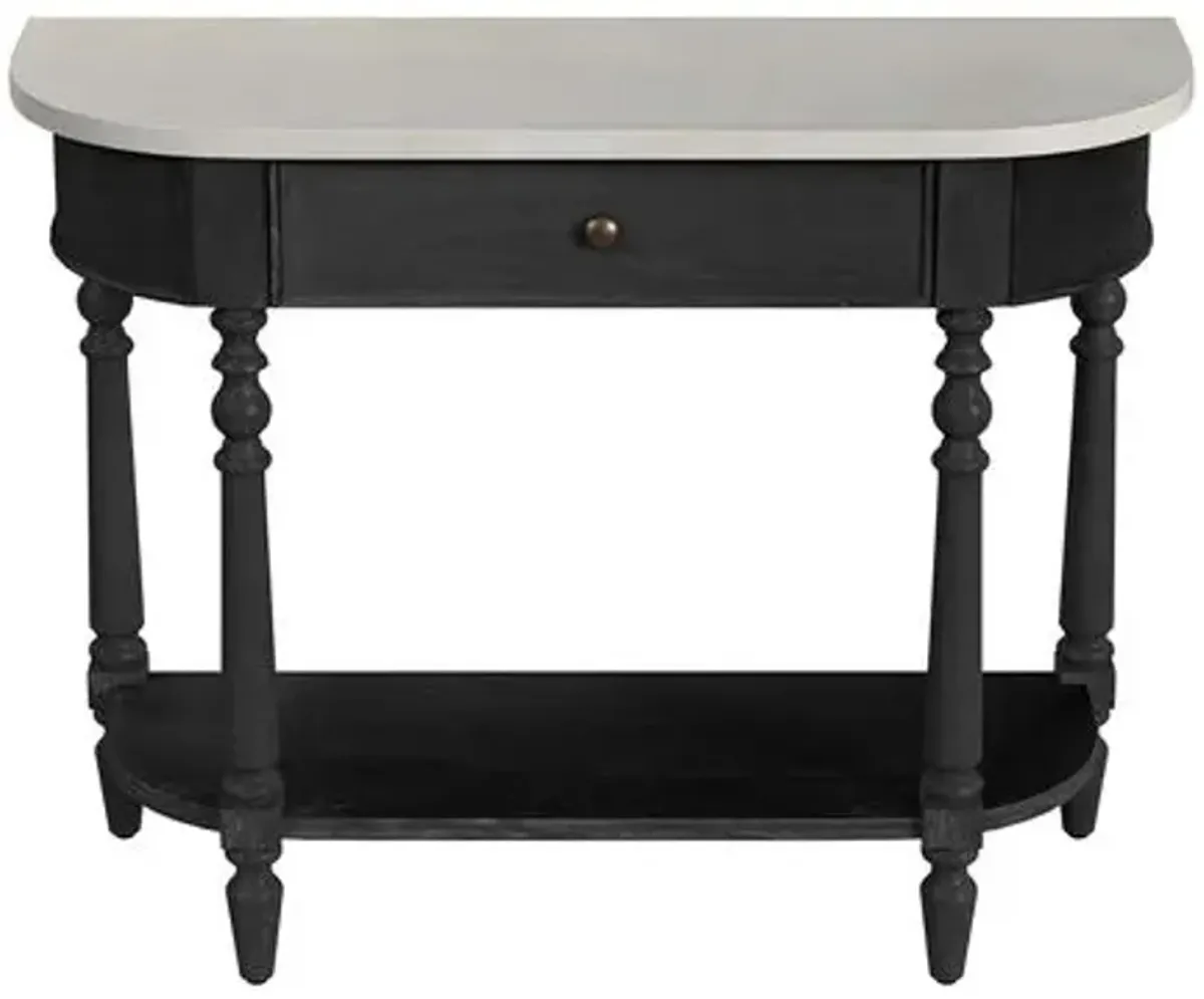 Liam Marble 40" 1-Drawer Console Table - Black