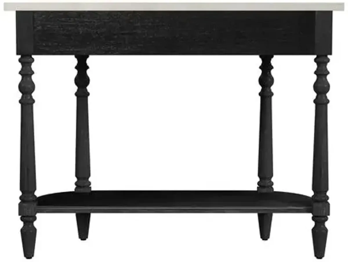 Liam 40" Marble Top 1-Drawer Console Table - Black