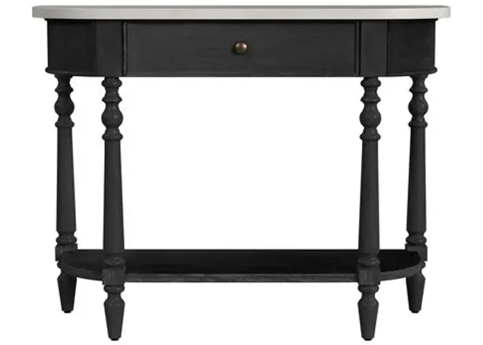 Liam Marble 40" 1-Drawer Console Table - Black