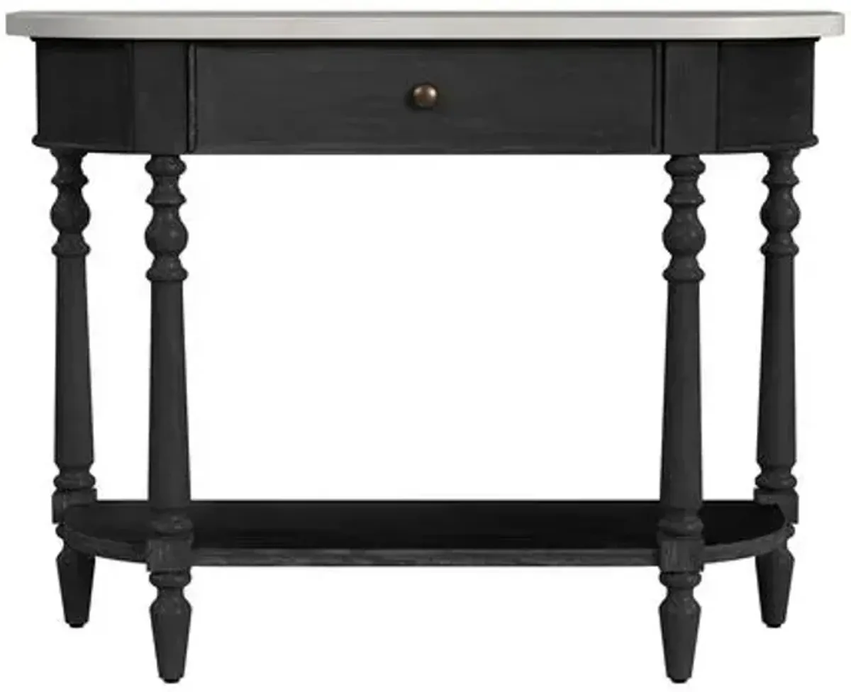 Liam Marble 40" 1-Drawer Console Table - Black