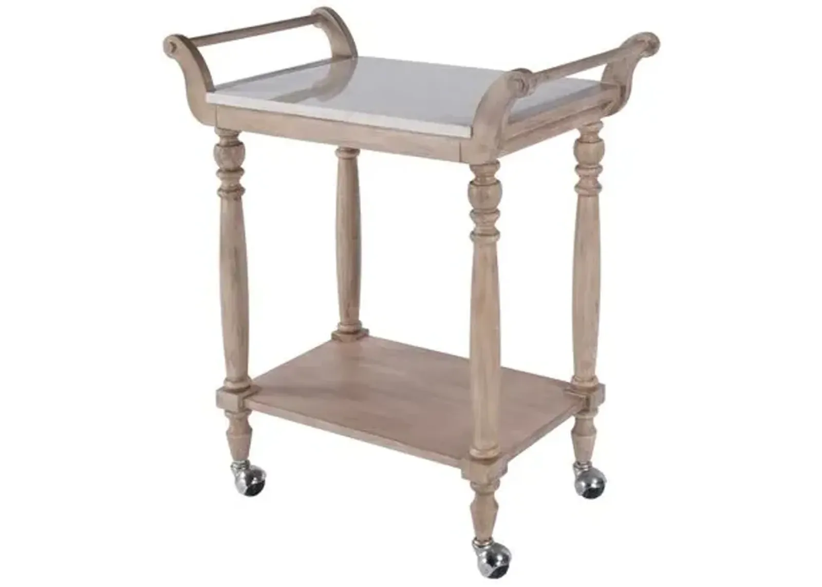 Liam Marble Top Bar Cart - Beige