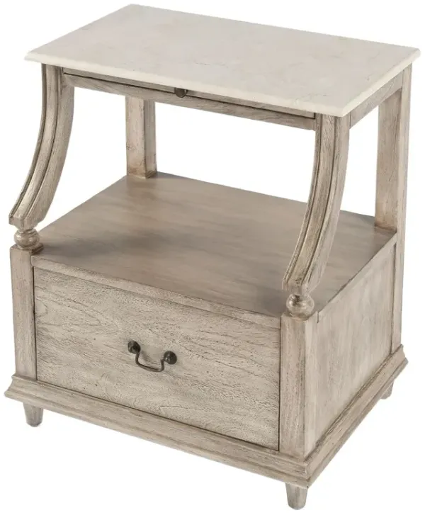 Liam Marble Top 1-Drawer Nightstand/Side Table