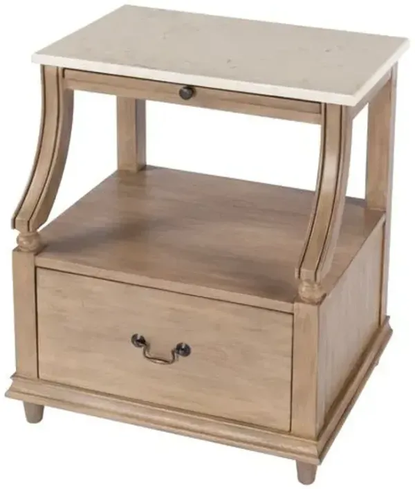 Liam Marble Top 1-Drawer Nightstand/Side Table