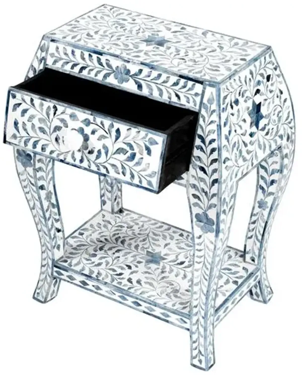 Ariella Bone Inlay Side Table - Blue/White