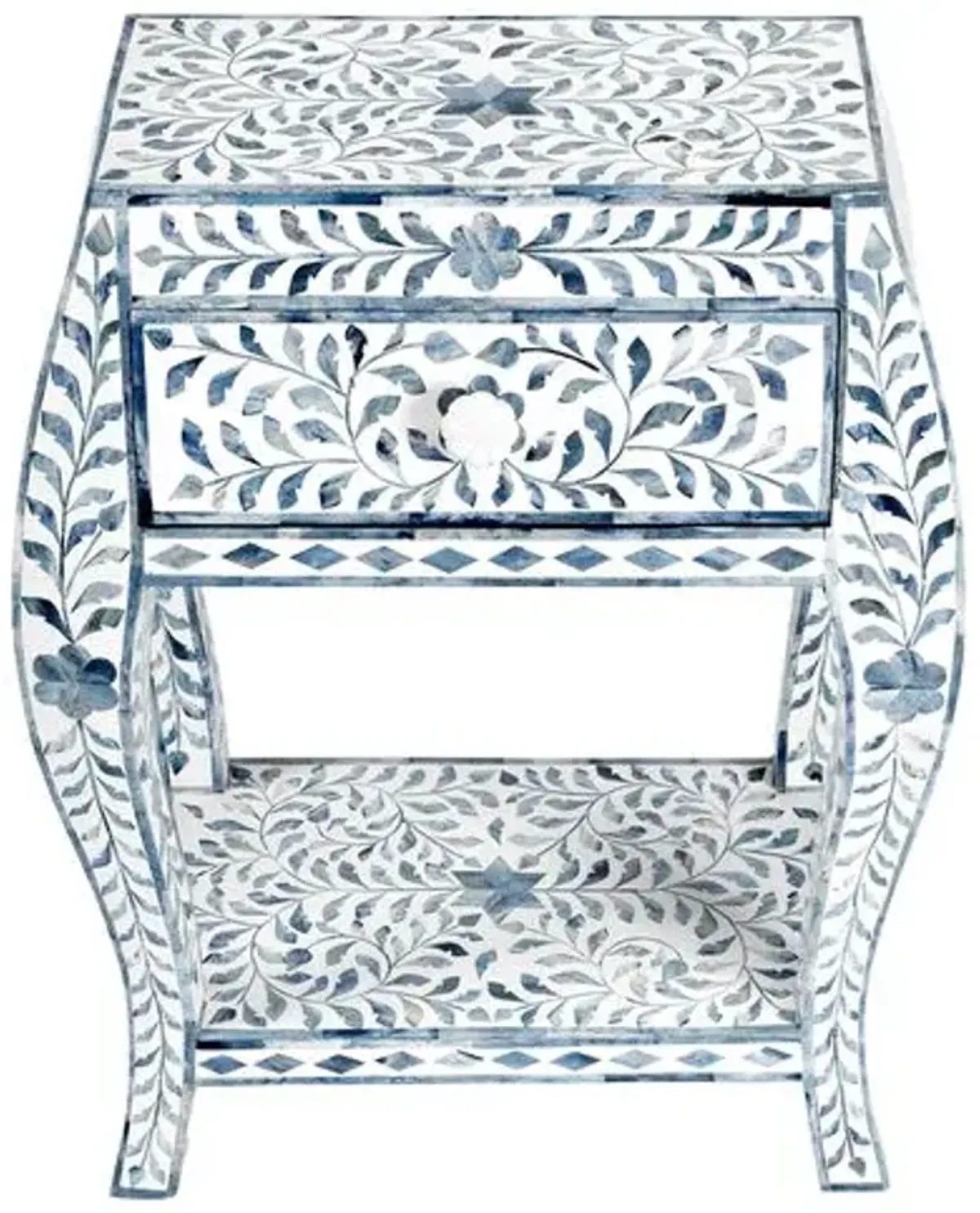 Ariella Bone Inlay Side Table - Blue/White