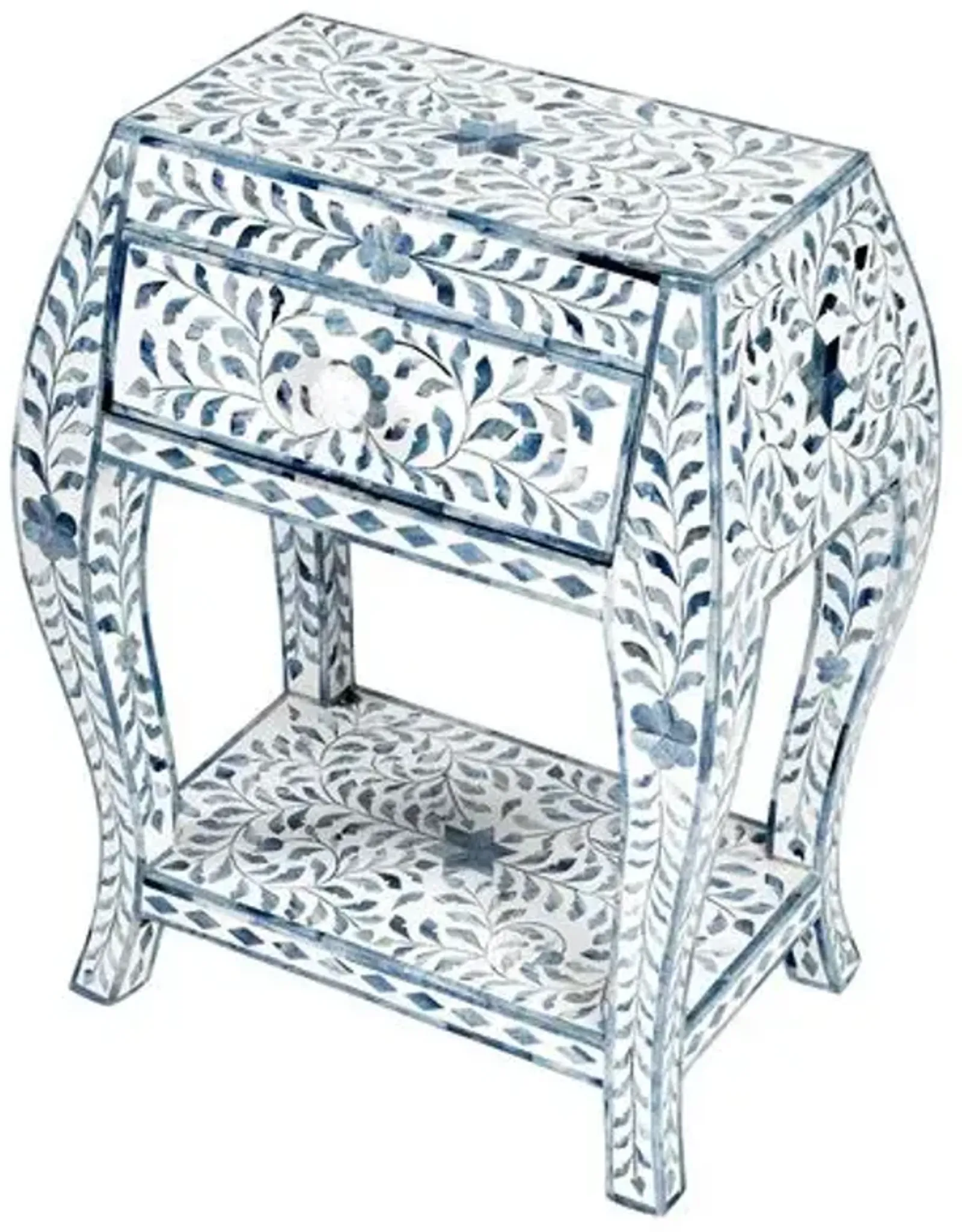 Ariella Bone Inlay Side Table - Blue/White