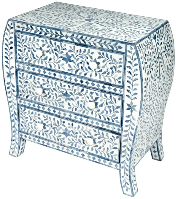 Ariella Bone Inlay 3-Drawer Chest, Blue/White