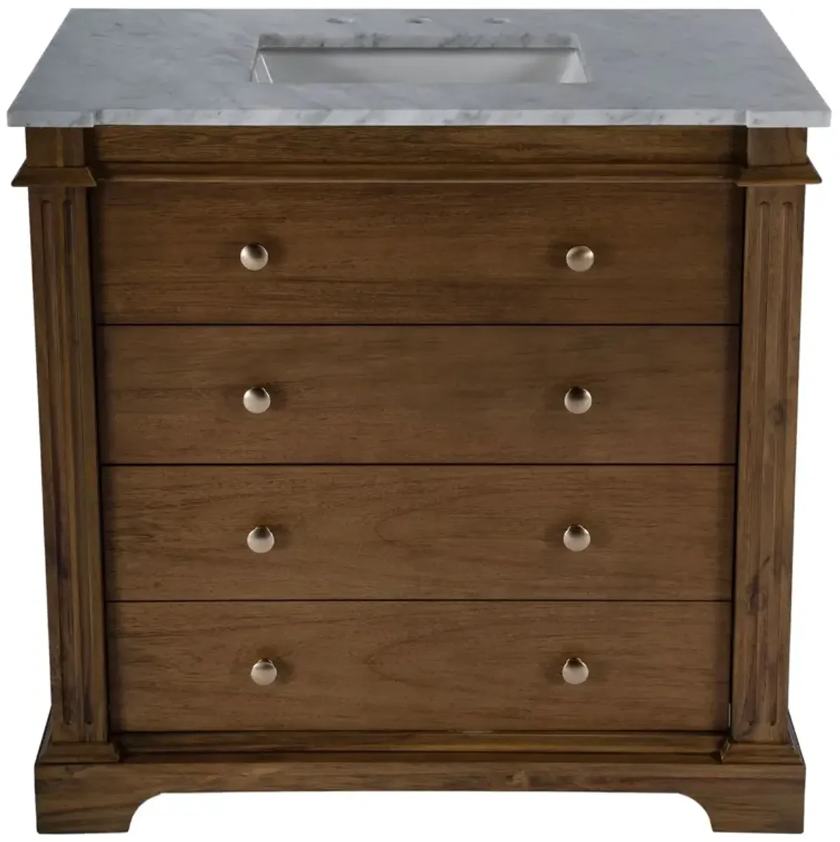 Christian 36" Marble Top Single Sink Bathroom Vanity Set - Brown
