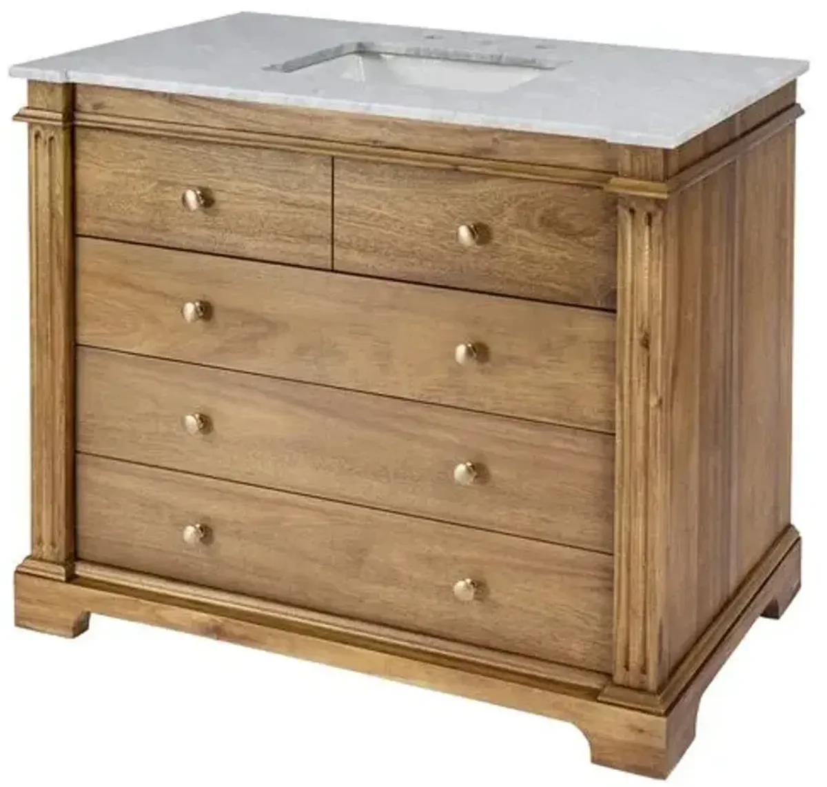 Christian 42" Marble Top Single Sink Bathroom Vanity Set - Brown