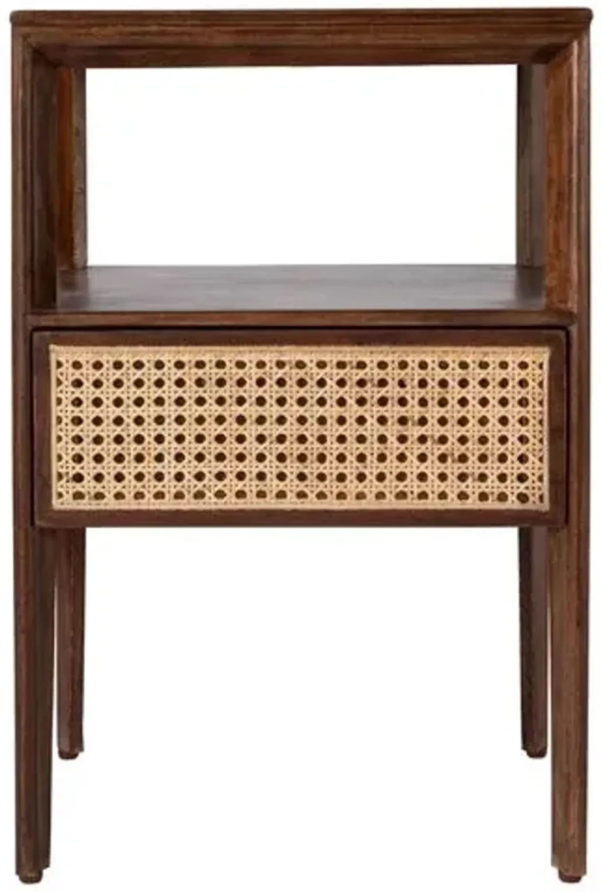 Archer 1-Drawer Cane Nightstand - Brown