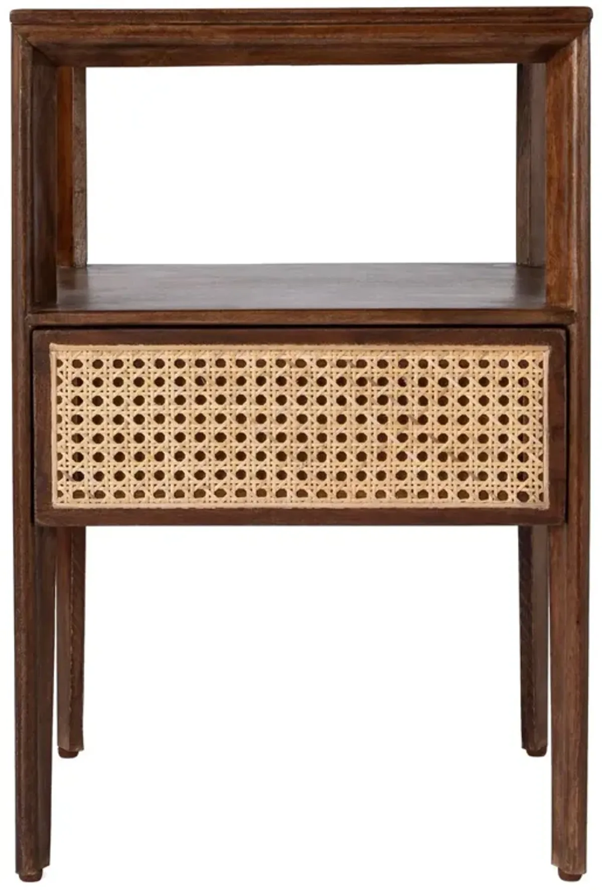 Archer 1-Drawer Cane Nightstand, Brown