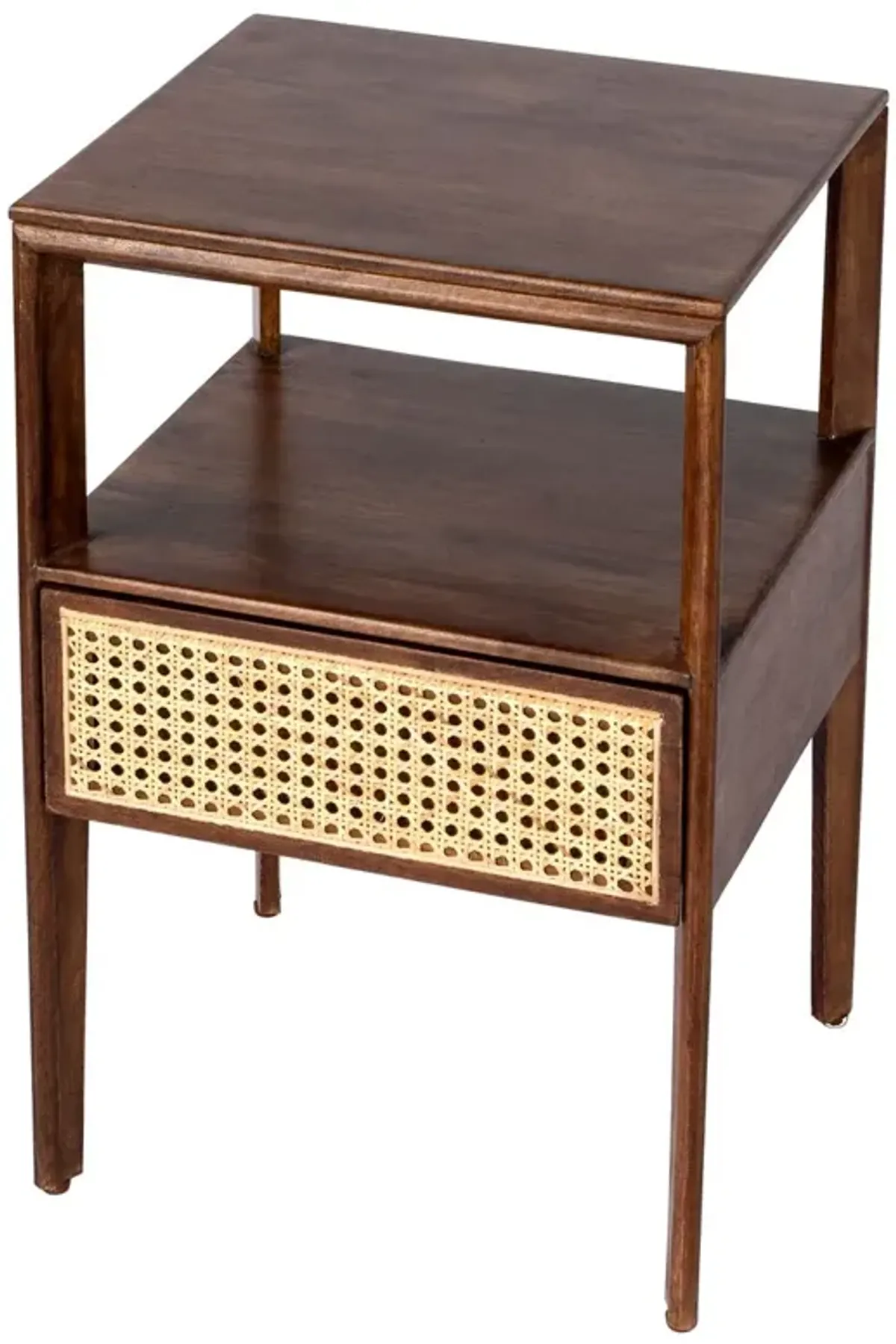 Archer 1-Drawer Cane Nightstand, Brown