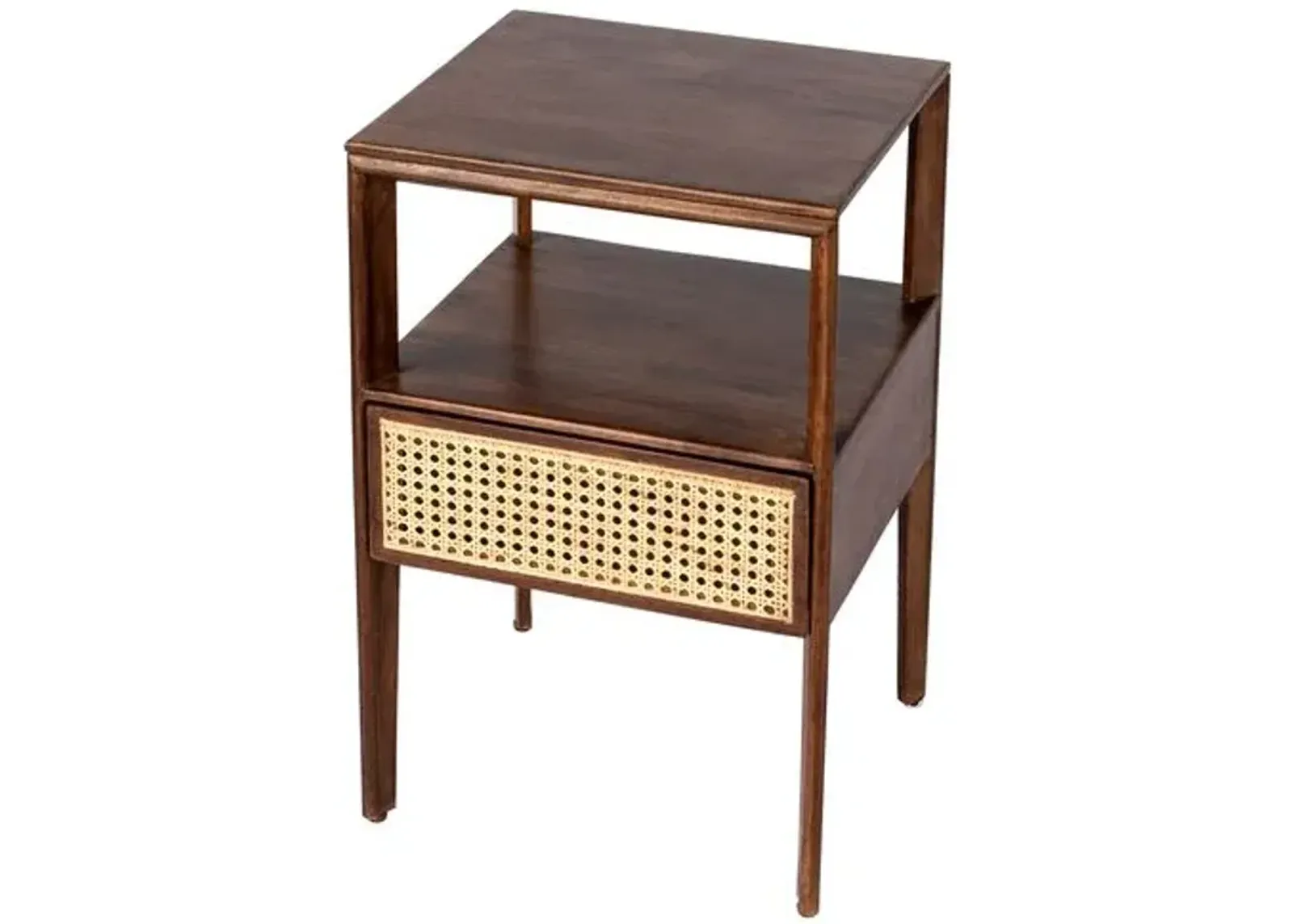 Archer 1-Drawer Cane Nightstand - Brown