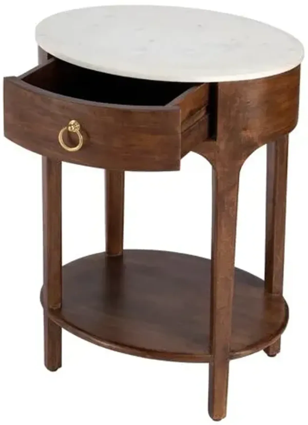 Kingston Oval Marble Top 1-Drawer Nightstand