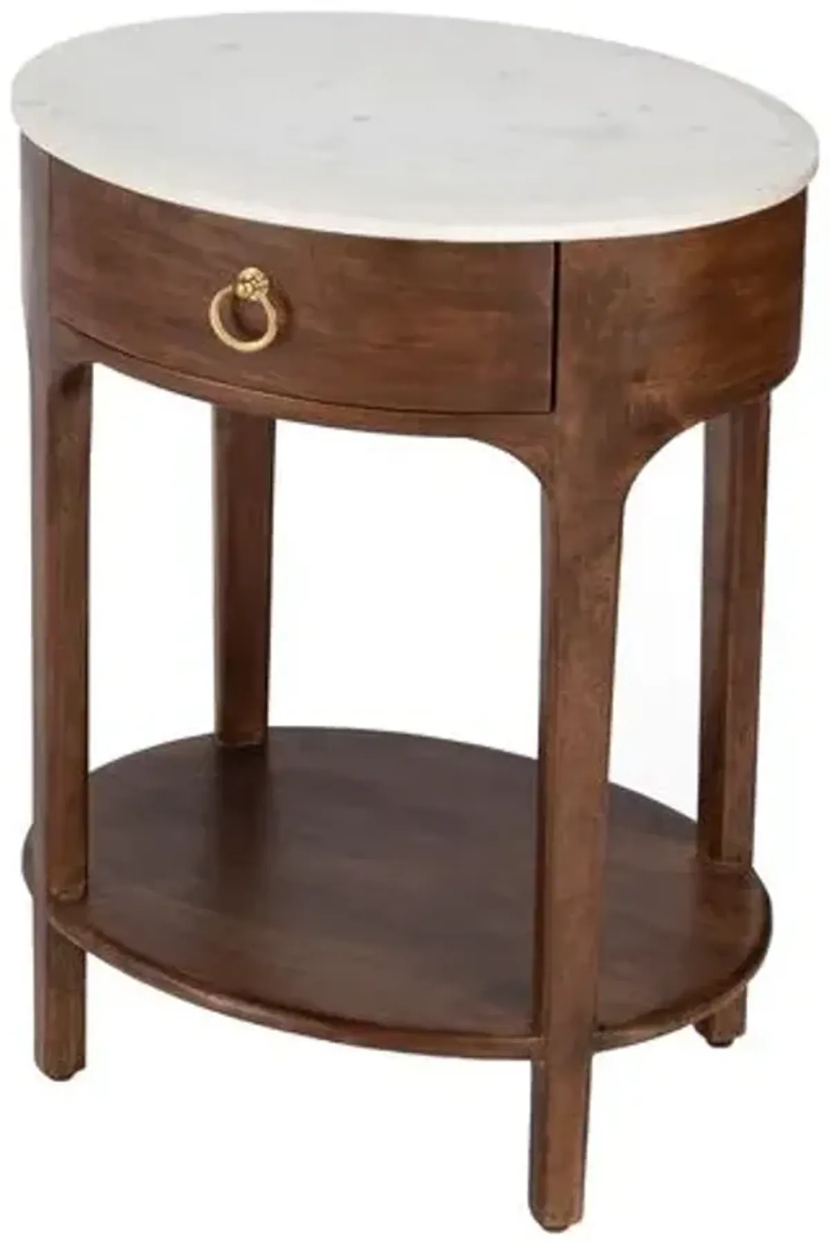 Kingston Oval Marble Top 1-Drawer Nightstand